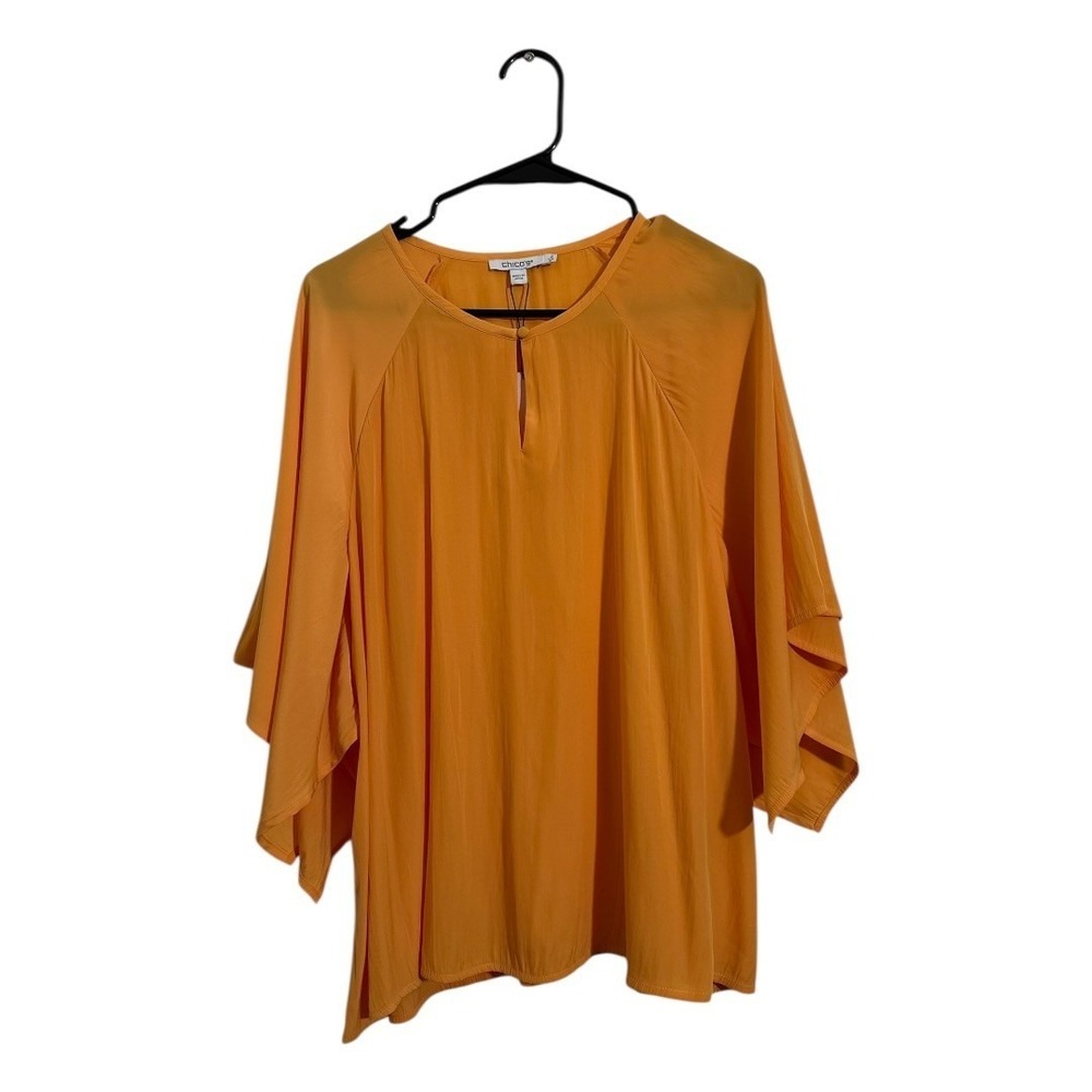 Chicos Elegant Chic Butterfly Sleeve Blouse Keyhole Neck‎ Women's SZ 2 US 12 NWT